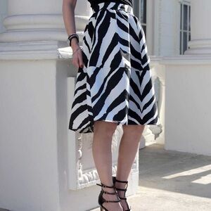 Express Zebra Print Black and White A-Line Skirt